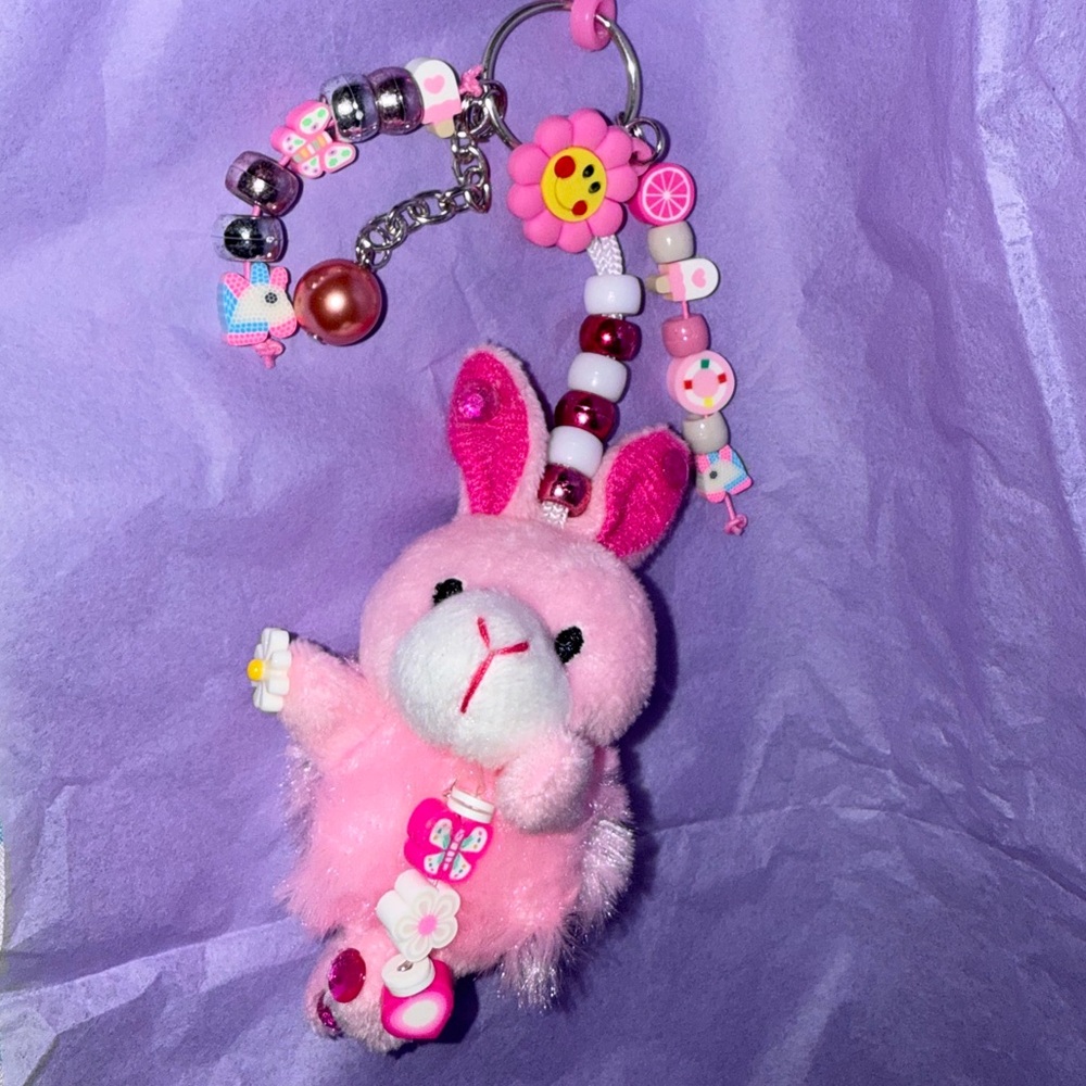 🩷 $3 Bundle Pink Bunny Backpack Bag Charm Labubu Buddy